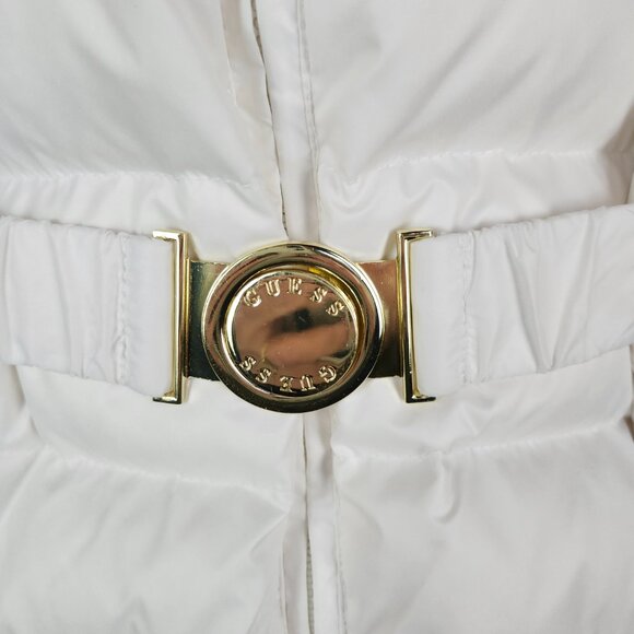 Guess Los Angeles White Down Jacket with Hood Size L/G - Picture 6 of 16